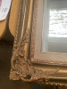 Antique Style Gilt Gold Ornate Framed Mirror with Fabric Border. Size 90 x 57cm. NOTE: requires minor repair as pictured/viewed. - 4