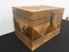 Wooden Chest with Marquetry Detail, Metal Handles & Lock. Size H32cm x D46cm x W46cm - 2
