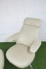 James Irvin Designed B & B Italia Model Radar Italian Ivory Leather Easy Chair with Ottoman. - 2