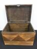 Wooden Chest with Marquetry Detail, Metal Handles & Lock. Size H32cm x D46cm x W46cm - 3