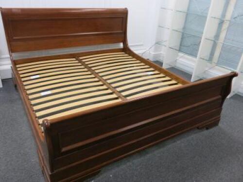 Toulon Collection Traditional Superking Wooden Sleigh Bed with Feather & Black Mattress