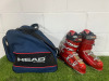Edge Head 10.8 Mens Ski Boots in Red, with Head Intelligence Carry Bag. Size 325mm.