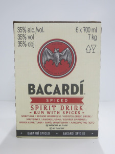 Case of 6 Bottles of Bacardi Spiced Rum, 700ml.