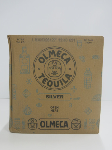 Case of 6 Bottles of Olmeca Silver Tequila, 700ml.