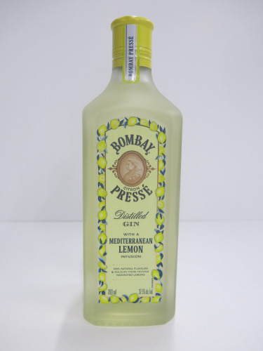 Bottle of Bombay Cintron Presse Distilled Mediterranean Lemon Gin, 700ml.