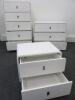 Set of 3 Dwell White Gloss Bedroom Furniture to Include: 1 x Tall Boy, Size H107cm x W60cm x 40cm, 1 x Chest of Drawers, Size H62cm x W80cm x D40cm & 1 x Bed Side Cabinet, Size H41CM x W55cm x D40cm - 6