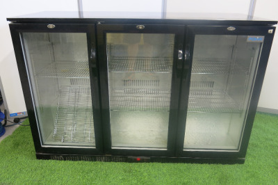 Polar 3 Door Back Bar Chiller, Model GL004/05, Size H90 x W135 x D50cm.