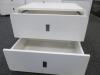 Set of 4 Dwell White Gloss Bedroom Furniture to Include: 1 x Tall Boy, Size H107cm x W60cm x 40cm, 1 x Chest of Drawers, Size H62cm x W80cm x D40cm & 2 x Bed Side Cabinet, Size H41CM x W55cm x D40cm - 5