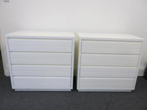 Pair of White Gloss 3 Drawer Soft Close Chest of Drawers. Size H85cm x W90cm x D46cm