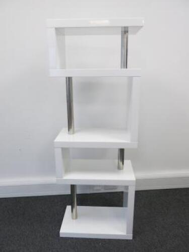 Dwell White Gloss Freestanding Contour Slim Shelving Bookcase. Size H165cm x W60 x D35cm