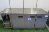 Foster 3 Door Stainless Steel Counter Fridge, Model XR3H, S/N E5379652. Size H85 x W178 x D70cm. Note: missing display facia.