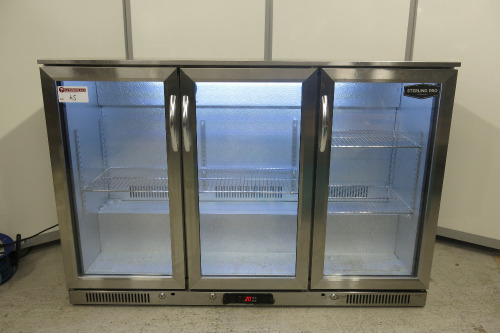 Sterling Pro Triple Glass Door Bottle Cooler, Model SPNC-STS, Size H90 x W133 x D50cm