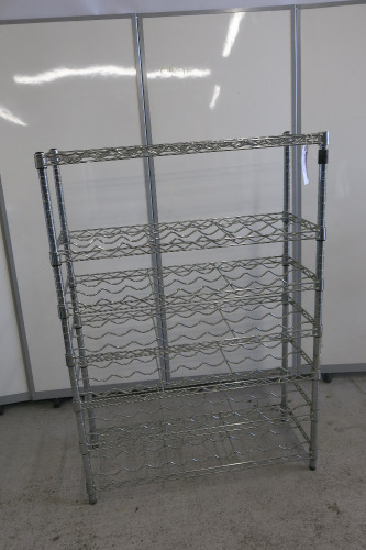 Stainless Steel 7 Shelf Wire Bottle Rack, Size H130 x W90 x D35cm.