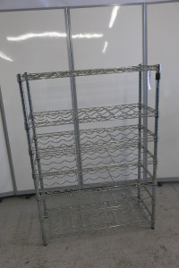 Stainless Steel 7 Shelf Wire Bottle Rack, Size H130 x W90 x D35cm.