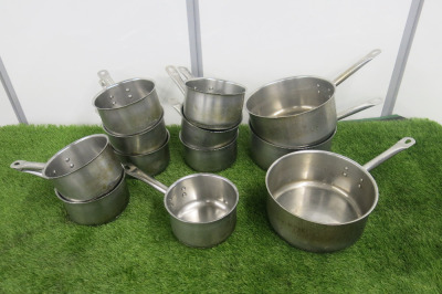 12 x Assorted Sized Sauce Pans.