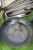 Lot of Kitchen Accessories to Include: 3 x Frying Pans, 3 x Woks, 9 x Metal Trays, 6 x Sieves, 1 x Steamer, 1 x Batter Dispenser, 1 x Funnel & 4 x Small Buckets. - 4