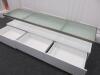 Frosted Glass & White Gloss TV Stand with Brushed Metal Frame & 3 Drawers. Size H46cm x W180cm x D45cm - 2