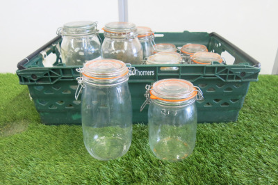 11 x Assorted Sized Kinder Style Storage Jars.