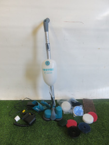 Truvox Cordless Power Scrubber, Model Iscrub. Comes with Battery Pack, Charger & Assortment of Cleaning Brushes.