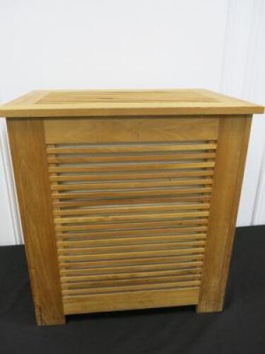 Wooden Slatted Laundry Basket with Linen Insert. Size H55cm x W52cm x D37cm