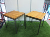 12 x Butcher Block Style Heavy Wood Top Dining Table on Box Metal Frame & Cross Brace Legs. Size H75 x W65 x D70cm. - 2