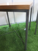 12 x Butcher Block Style Heavy Wood Top Dining Table on Box Metal Frame & Cross Brace Legs. Size H75 x W65 x D70cm. - 5