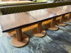 10 x Wooden Top Square Dining/Restaurant Tables on Column Fluted Base. Size 75 x 75cm.