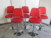 15 x American Diner Style Red Faux Leather Adjustable Stalls on Chrome Base.