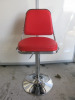 15 x American Diner Style Red Faux Leather Adjustable Stalls on Chrome Base. - 2