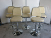 16 x American Diner Style Cream Faux Leather Adjustable Stalls on Chrome Base.