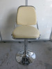 16 x American Diner Style Cream Faux Leather Adjustable Stalls on Chrome Base. - 2