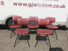 12 x Dining Chairs on Metal Frames & Upholstered in Pleated Maroon Faux Leather.