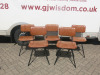 12 x Dining Chairs on Metal Frames & Upholstered in Pleated Brown Faux Leather.
