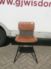 12 x Dining Chairs on Metal Frames & Upholstered in Pleated Brown Faux Leather. - 2