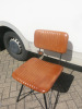 12 x Dining Chairs on Metal Frames & Upholstered in Pleated Brown Faux Leather. - 3