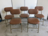 11 x Dining Chairs on Brass Coloured Metal Frames & Upholstered in Pleated Brown Faux Leather.