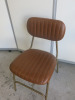 11 x Dining Chairs on Brass Coloured Metal Frames & Upholstered in Pleated Brown Faux Leather. - 3