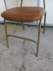 11 x Dining Chairs on Brass Coloured Metal Frames & Upholstered in Pleated Brown Faux Leather. - 4
