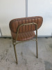 11 x Dining Chairs on Brass Coloured Metal Frames & Upholstered in Pleated Brown Faux Leather. - 5