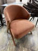 Pastel Pink Fabric & Light Wood Arm/Lounge Chair. - 3