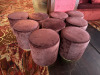 9 x Deep Purple Velvet Style Lounge Stools with Brass Trim.