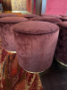 9 x Deep Purple Velvet Style Lounge Stools with Brass Trim. - 2