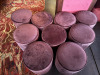 9 x Deep Purple Velvet Style Lounge Stools with Brass Trim. - 3