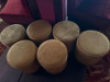 6 x Gold Velvet Style Lounge Stools with Brass Trim. - 3
