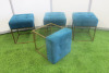 4 x Maisons Du Monde Stalls on Metal Frame Upholstered in Green Fabric. Size H40cm.