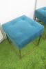 4 x Maisons Du Monde Stalls on Metal Frame Upholstered in Green Fabric. Size H40cm. - 2