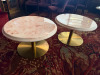 17 x Soho Style Faux Marble Lounge Tables on Brass Style Base to Include: 2 x Oval Twin Base (Size H48 x 120 x 60cm), 2 x Round Medium (Size 48 x Dia80cm) & 13 x Round Small (Size H48 x Dia 60cm). - 2