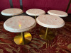 17 x Soho Style Faux Marble Lounge Tables on Brass Style Base to Include: 2 x Oval Twin Base (Size H48 x 120 x 60cm), 2 x Round Medium (Size 48 x Dia80cm) & 13 x Round Small (Size H48 x Dia 60cm). - 4