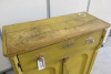 Shabby Chic Mustard Painted Wooden 2 Door 1 Drawer Cabinet, Size H103 x W100 x D45cm. NOTE: damage to back panel. - 2