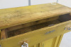 Shabby Chic Mustard Painted Wooden 2 Door 1 Drawer Cabinet, Size H103 x W100 x D45cm. NOTE: damage to back panel. - 3